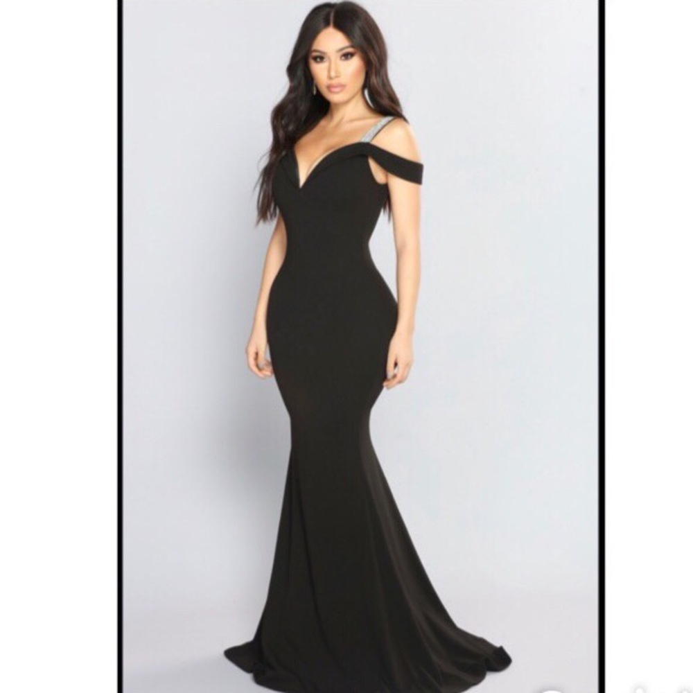 Beautiful Rhinestone Black Dress